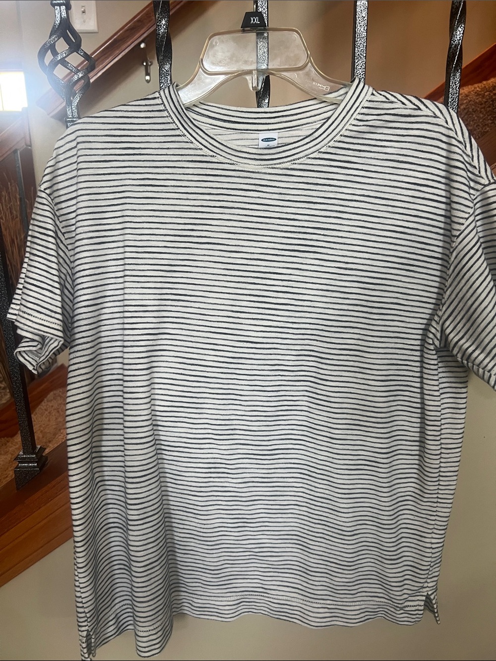 Striped Short Sleeve Crewneck T-Shirt - White/Black medium tall